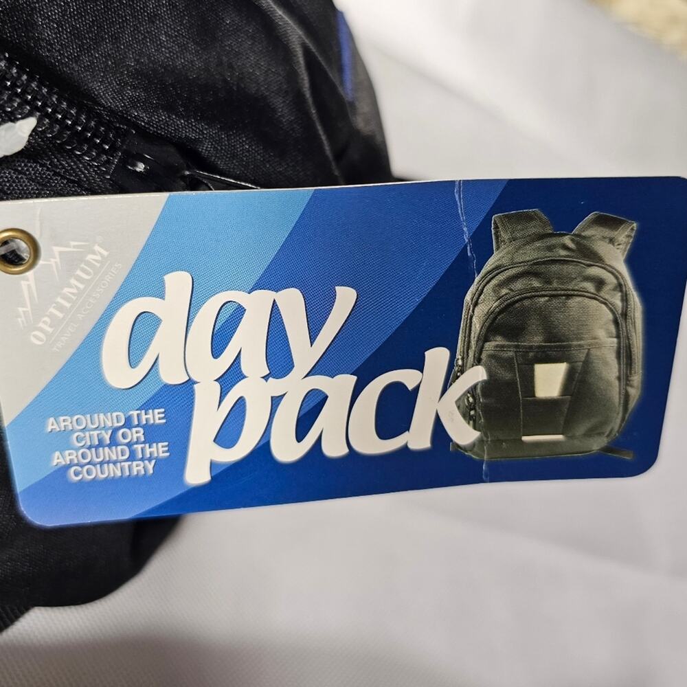 Optimum Black / Blue Day Pack Small Backpack NWT - Picture 8 of 9